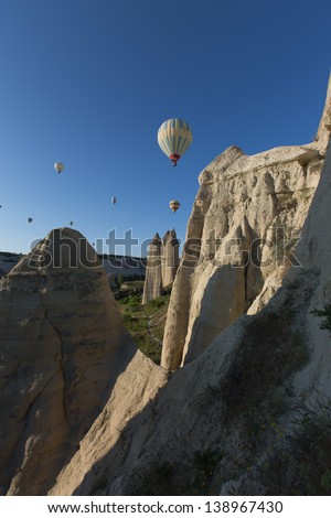hot air balloon trip at famous cave house Cappadocia Turkey