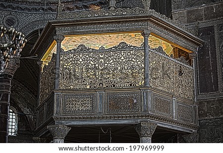 ISTANBUL - JUNE 4, 2014 - Hagia Sophia Museum at Istanbul Turkey, Detail of Hagia Sophia, Aya Sofya Museum in Istanbul Turkey, HDR shot