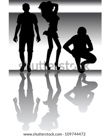 black silhouettes of men and women
