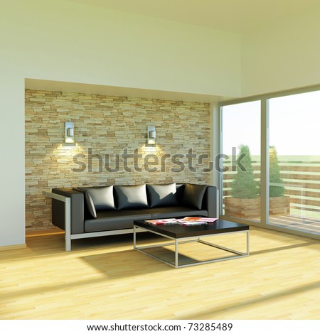 modern couch in a living room - rendering