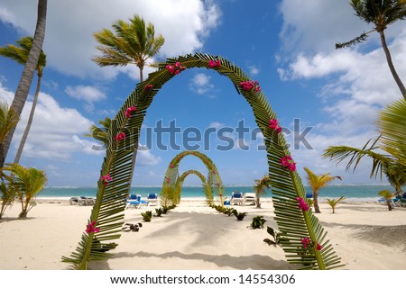 stock photo Wedding archway on tropical beach
