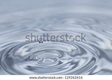 clear fresh water drop falling in a big basin
