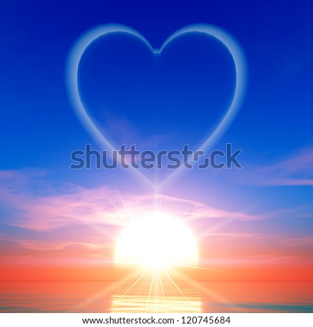 heart clouds and sunrise