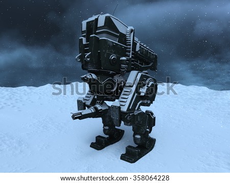 3D CG rendering of battle robot