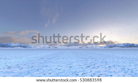 3D CG rendering of the snowy field
