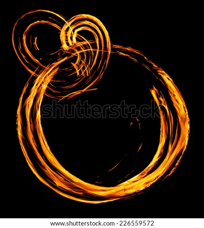 Ring of fire with free space for text.  Isolated on black background.