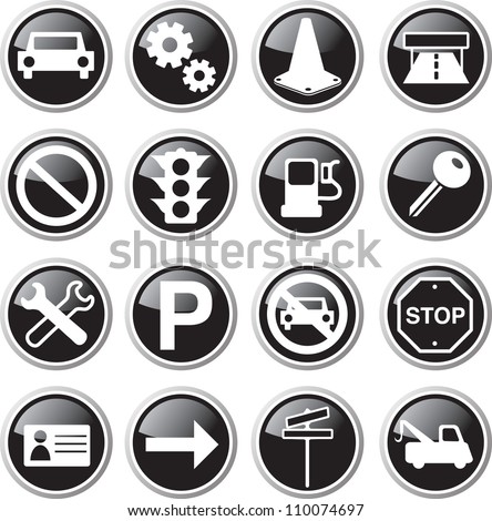 Black Car Vehicle Icon Set Stock Vector Illustration 110074697