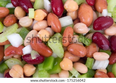 mixed beans salad on table