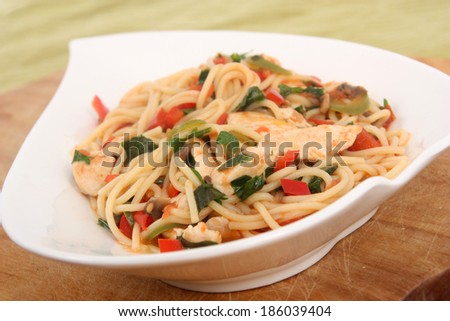 chicken pasta in a bowl