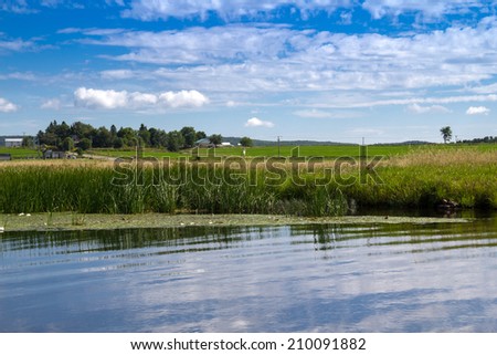 Maskinong River, Qc, Canada landscape in summer