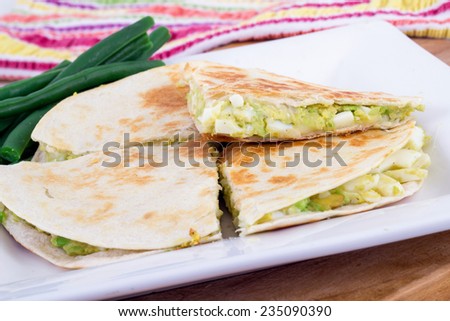 egg and avocado tortilla quesadilla