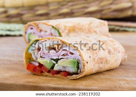 ham and avocado sandwich wrap roll in flavor tortilla