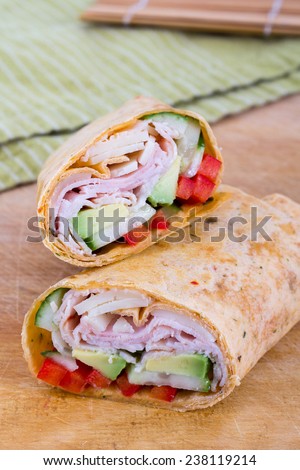 ham and avocado sandwich wrap roll in flavor tortilla