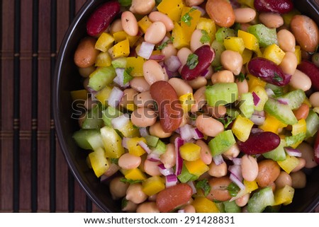 healthy mixed beans and vegetables salad bowl
