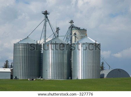 Farm Photo: Metal Silos, Waterloo, Ontario Canada