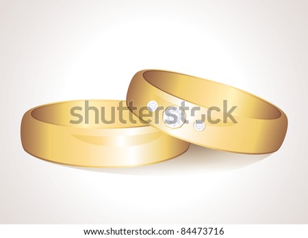 stock vector realistic wedding gold rings on white background