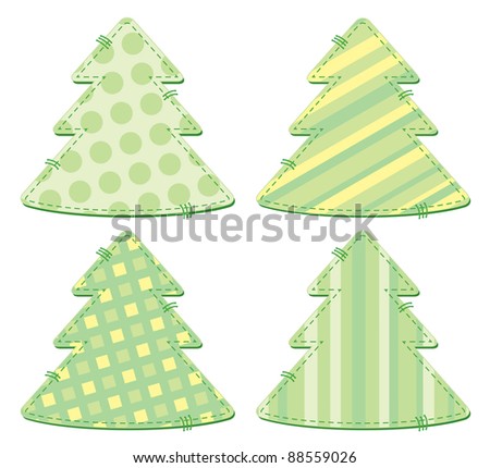 set of stylized christmas trees on white background