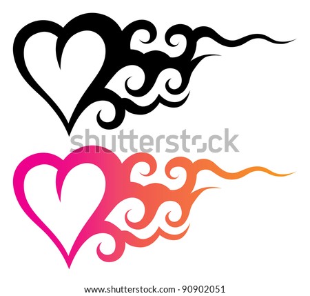 stock vector tattoo template of a heart with abstract ornament