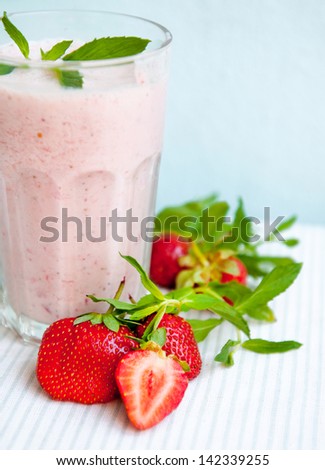 Milk - berry cocktail. Selective focus
