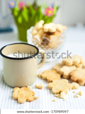 breakfast with sweet cookies and milk