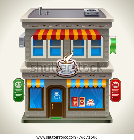 Coffee Shop Breakfast on Facade Of A Coffee Shop Store Or Cafe Stock Vector 96671608