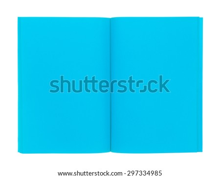 Open blue book isolated on white background