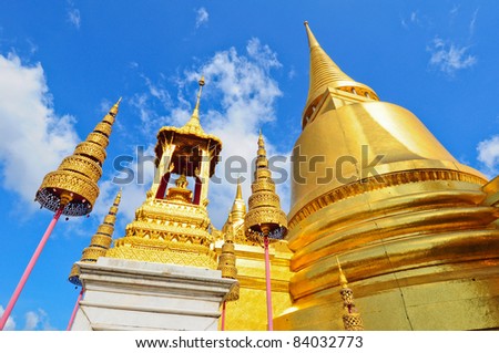 Phra Sri Ratana Chedi coverd with foil gold in the inner Grand Palace, Bangkok, Thailand