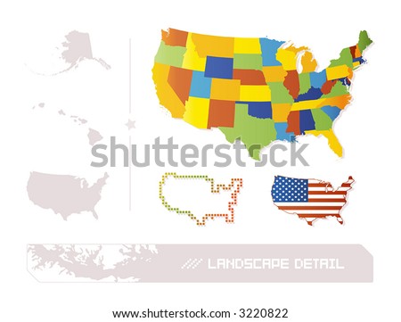 detailed map of usa with states and. stock vector : Detailed illustration of 50 separable US states + a pixel and