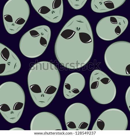 Seamless pattern made up of cartoon alien faces.