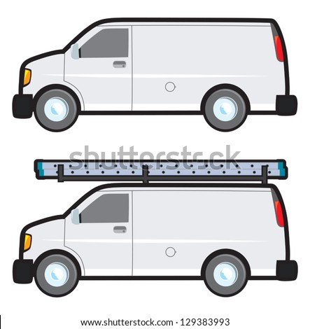 A plain white generic work van typically used by companies and contractors for use on job sites and for deliveries.