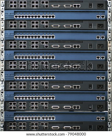 Rack of network equipment