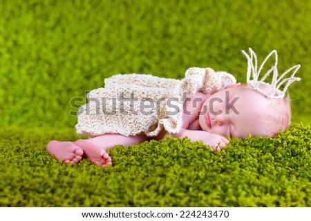 little princess sleeping on the lawn, two weeks old