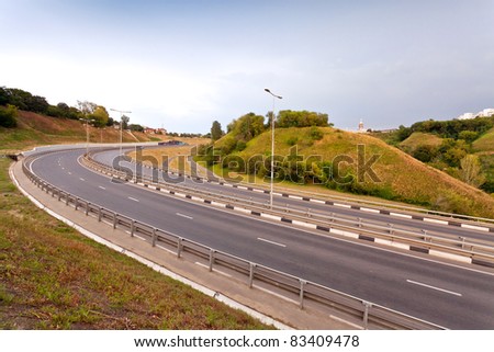 Turn in the road with guard rail