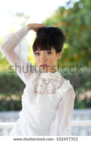 Beautiful Asian Bride in Springtime