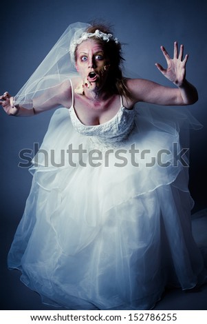 Woman as a Zombie Bride studio portrait