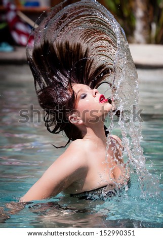 Beautiful Woman cooling off in Summer