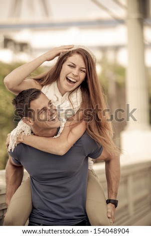 Young Couple laughing in the city of Los Angeles, California