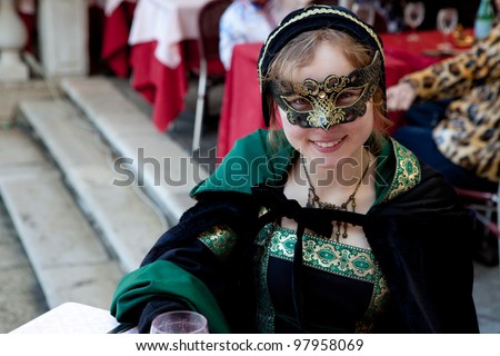 Woman in Costume at Carnival in Venice italy