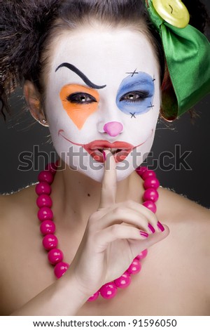 Free Vector Clown on Portrait Of A Girl Clown With Painted Face  Stock Photo 91596050