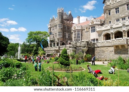 TORONTO, CA - JULY 9: Casa Loma Castle on July 9, 2010 in Toronto, Canada. The Casa Loma Castle is a famous attraction in Toronto Canada, and people from all over the world come to visit.