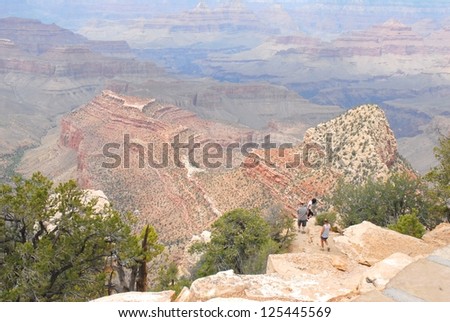 People Hiking at Grand Canyon in Arizona, USA