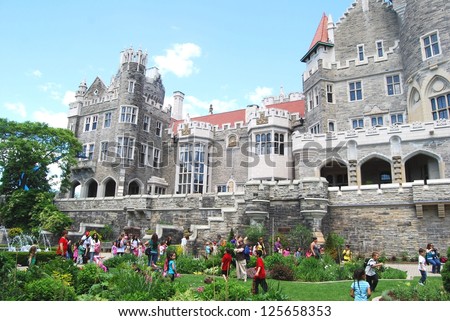 TORONTO, CA - JULY 9: Casa Loma Castle on July 9, 2010 in Toronto, Canada. The Casa Loma Castle is a famous attraction in Toronto Canada, and people from all over the world come to visit