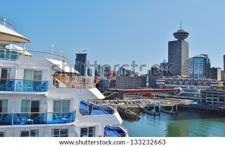 VANCOUVER, CA - JULY 05: Canada Place Harbor, and Vancouver Lookout on July 05, 2008 in Vancouver, Canada. Famous Vancouver main cruise ship terminal, it was built in 1927.