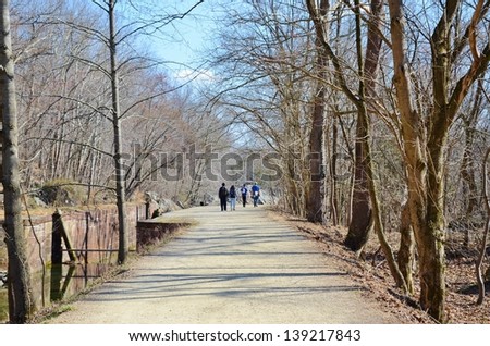 People Walking at Great Falls Park in Maryland, USA