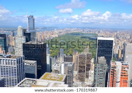 Manhattan and Central Park in New York ,USA