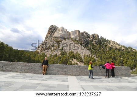 SOUTH DAKOTA - JUNE 05- Mount Rushmore National Memorial on June 05.2013 at South Dakota. Sculpture carved into the granite with the faces of four american Presidents, and many people visit every year