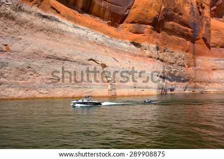 PAGE, AZ - MAY 24: Rainbow Bridge Cruise at Lake Powell on May 24, 2015 in Page AZ,USA. Thousands of people from all over the world come to visit this beautiful place every yea