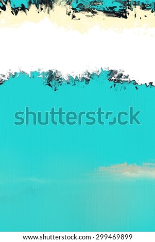 white and turquoise painting on old canvas/white and turquoise background/white and turquoise painting on old canvas background