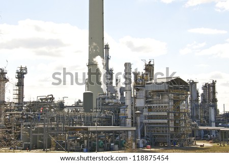 Petrol distillation and oil refinery in the harbor of Hamburg. The petroleum industry is the most profitable industry in the manufacturing sector in the Port of Hamburg