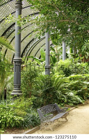 Tropical greenhouse in the Parc de la Ciutadella, Barcelona. The \